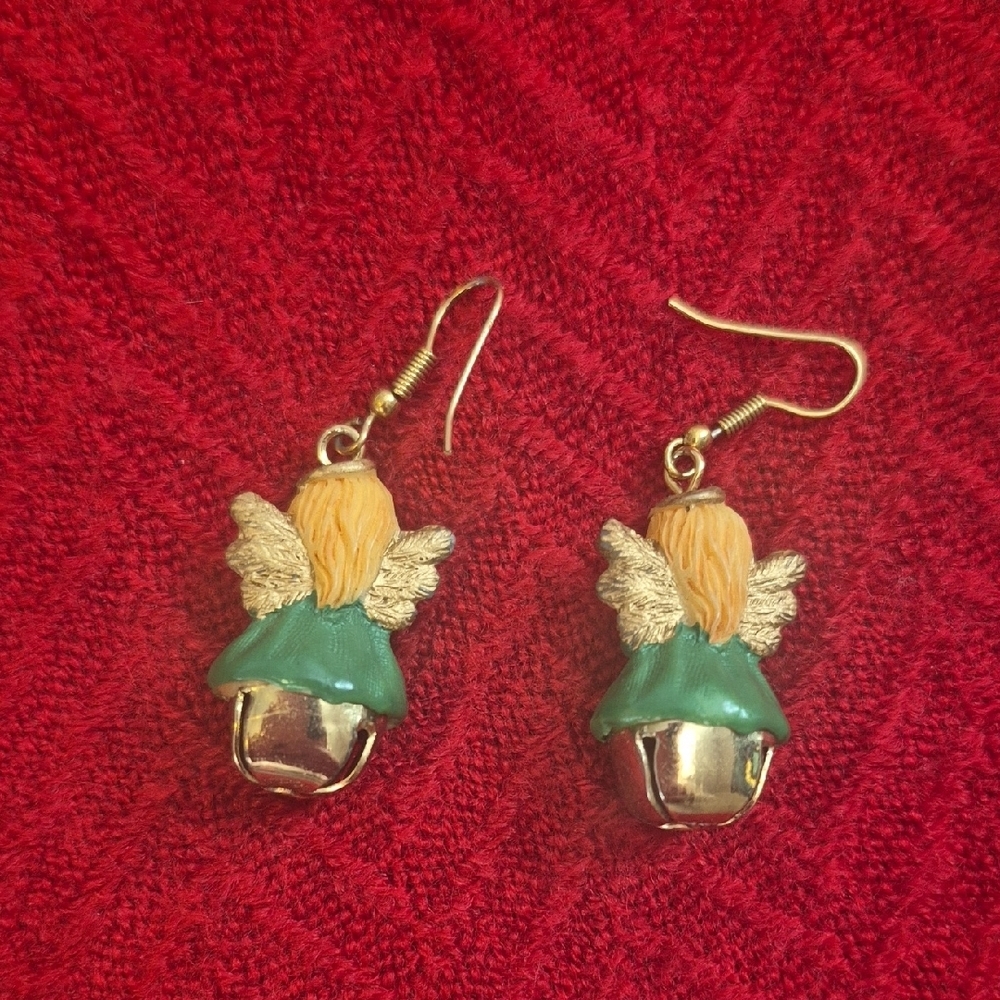 Angel Earrings with Gold Bells - Picture 2 of 5